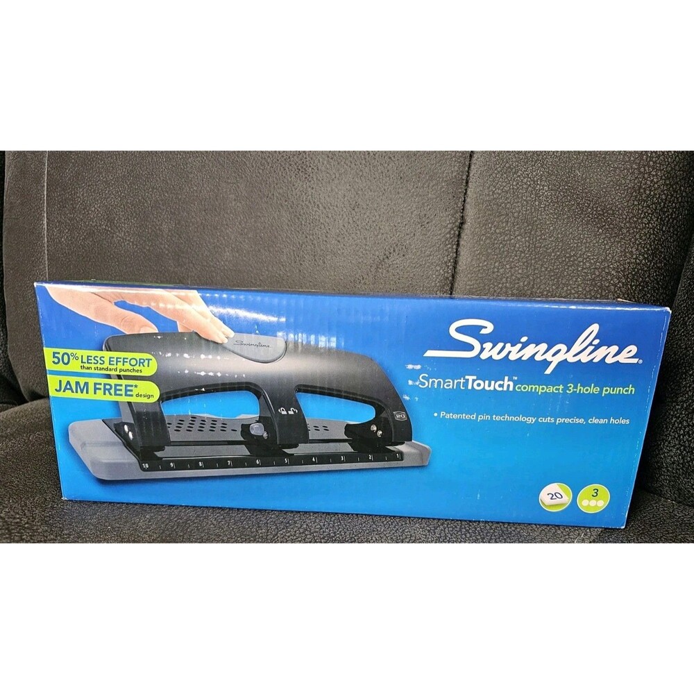 Swingline 3 Hole Punch SmartTouch Low Force 20 Sheets Capacity 74133 Jam Free